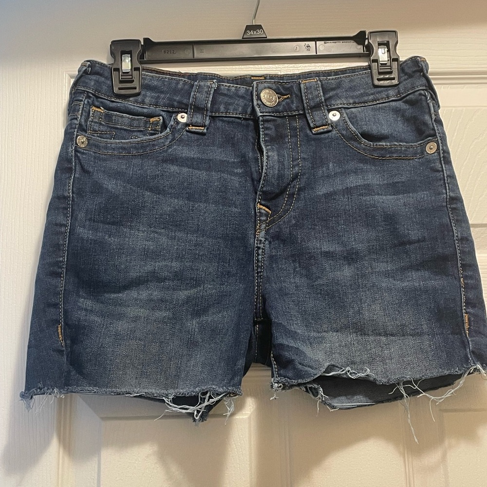 True Religion Blue Jean Shorts Distressed Cut-Off Style